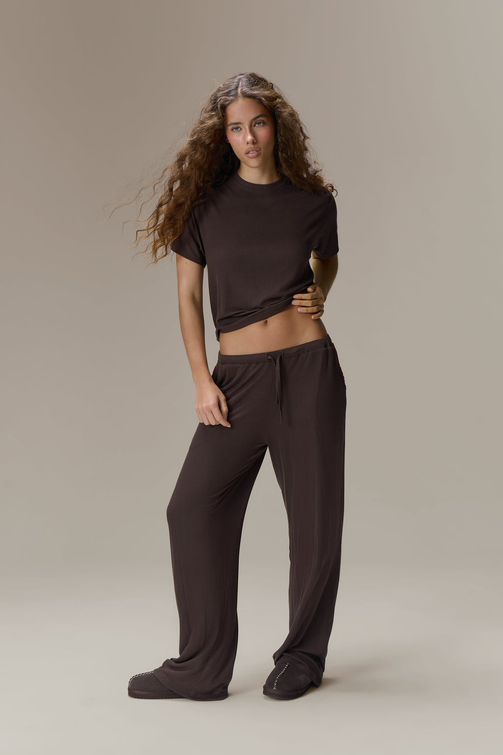 Seekers Sleepwear Modal Jersey Tee in Brown