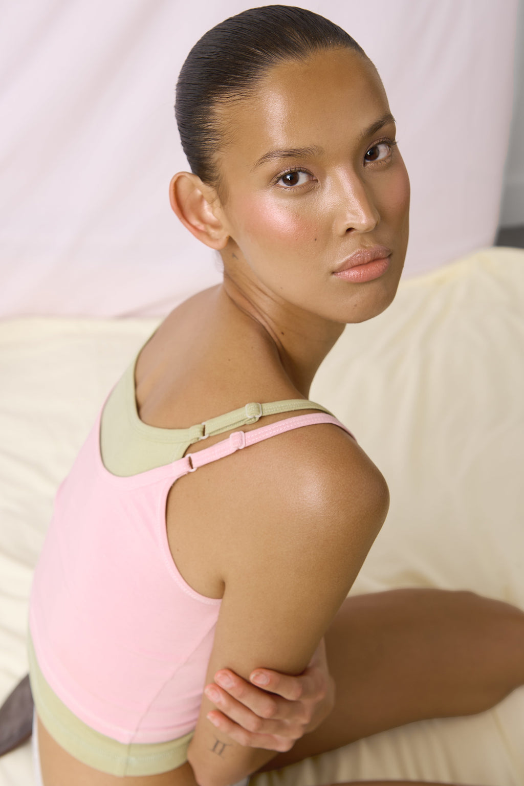 Huggie Layered Strappy Top in Soft Pink