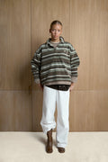 Folk Fleece Shirt in Khaki Stripe