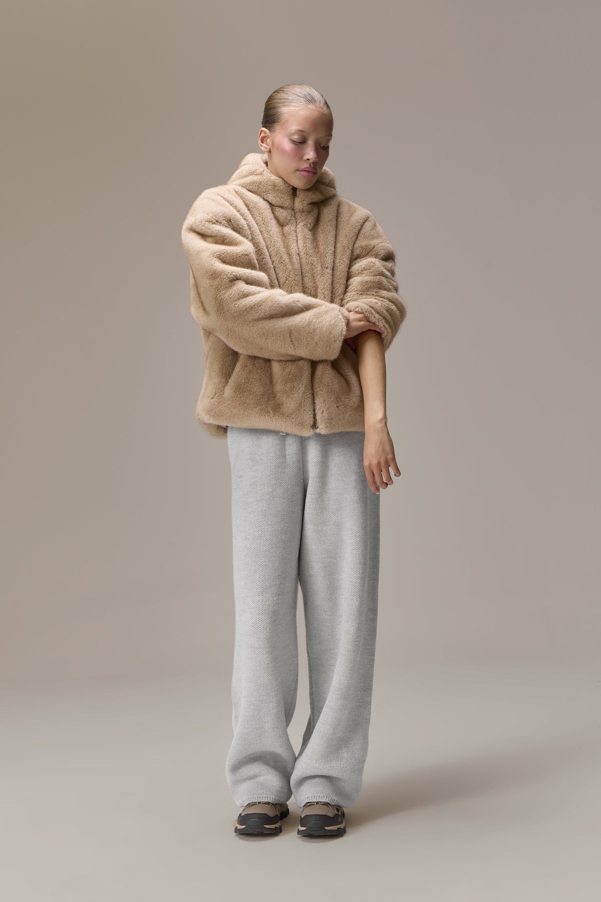 Winnipeg Faux Fur Hooded Jacket in Neutral