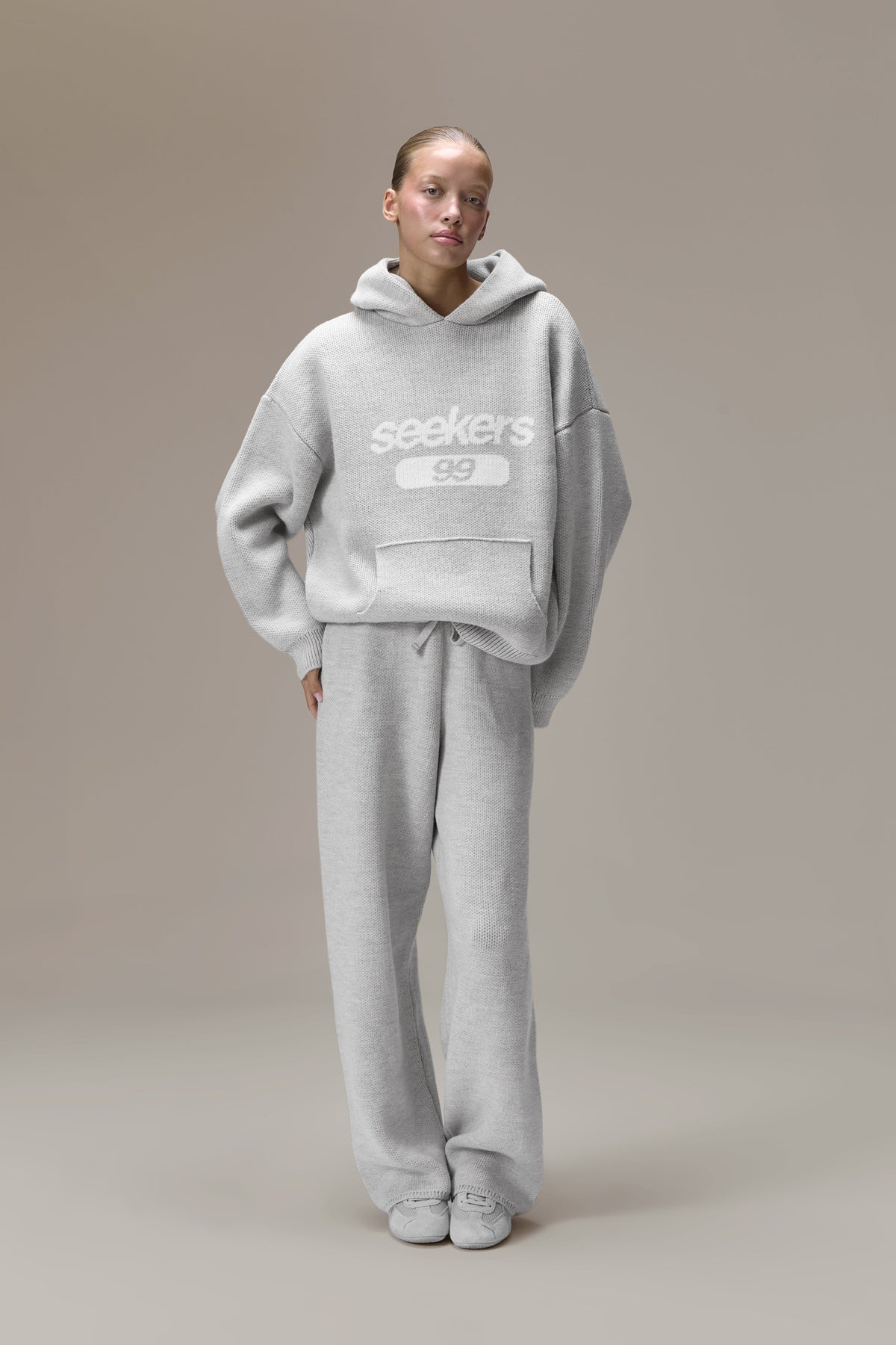 Seekers 99 Knit Hoodie in Soft Grey