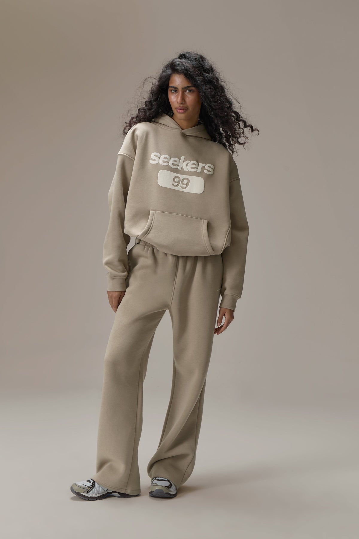 Seekers Classic Wide Leg Sweatpants in Beige