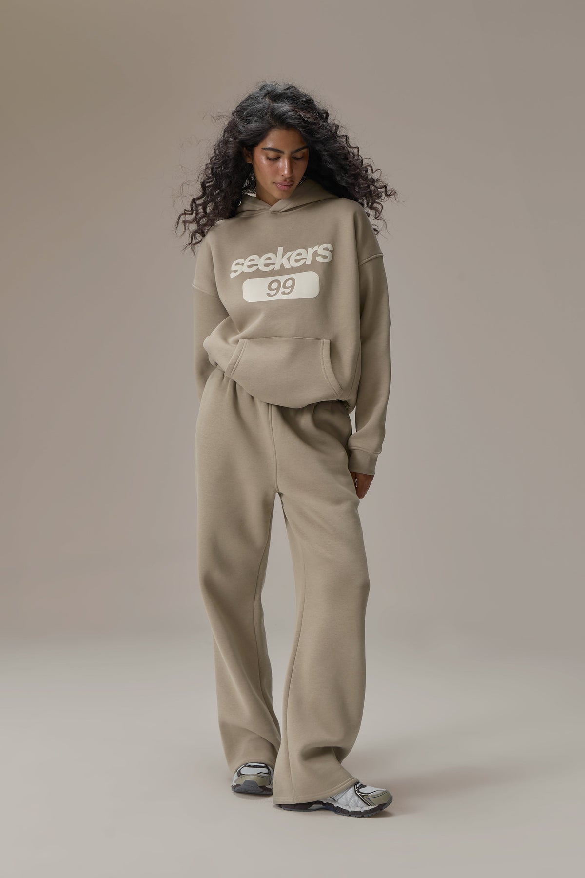 Seekers Classic Wide Leg Sweatpants in Beige