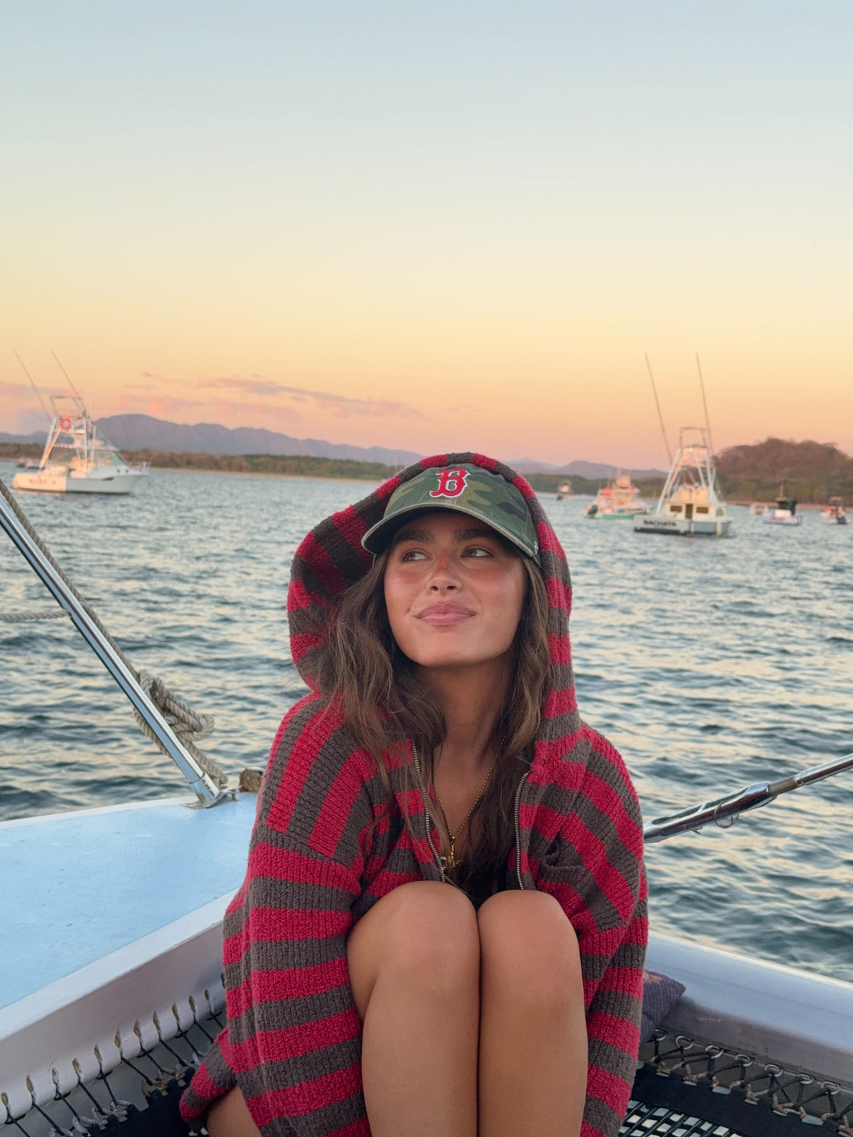 Jasper Knit Hoodie Zip Up in Red