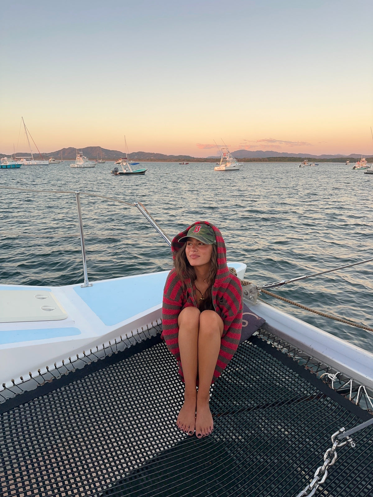 Jasper Knit Hoodie Zip Up in Red